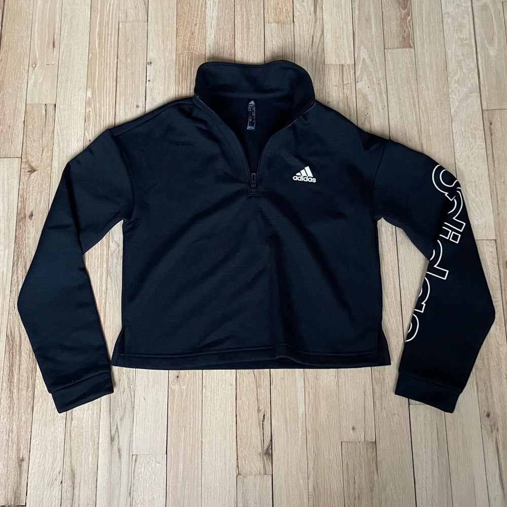 ⭕️SOLD⭕️ Adidas Quarter Zip Pullover Fleece Cropped Hoodie Nwot